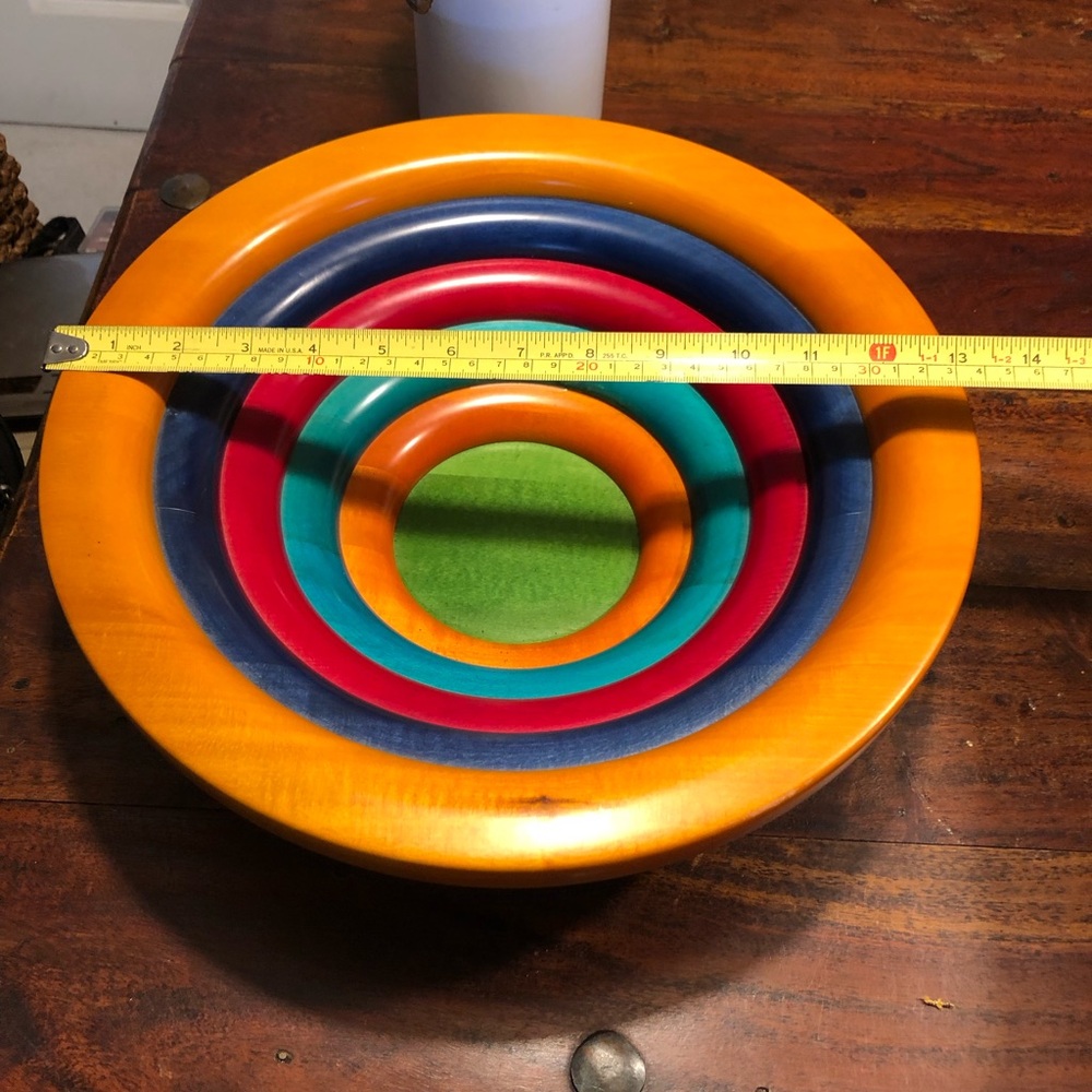 Postmodern Italian Wooden Bowl by Pietro Manzoni 13”x 4 1/2” - Picture 8 of 11